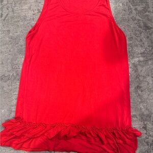 Red Sleeveless Ruffle Hem Top